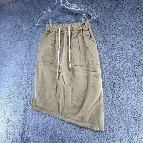 OAK + FORT Women's Khaki Skirt Elastic Waist Draw String Pockets - Size 0 - Picture 5 of 12